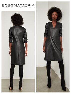 BCBGMaxAzria Faux-Leather Shift Dress
